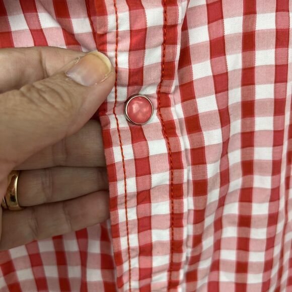 Age Of Wisdom Med. Men's Gingham Check LS Button Down Shirt Flip Cuff Pearl Snap - Picture 4 of 12